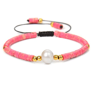 Natural Stone Braided Bracelet Pearl Charm Bracelet