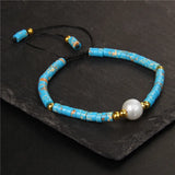 Natural Stone Braided Bracelet Pearl Charm Bracelet