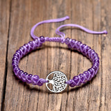 Natural Stone Yoga Wrap Bracelet Amethyst Tree of Life Charm