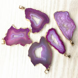 Red Agates Pendants Open Geode Drusy Druzys Necklace Making 5PCS