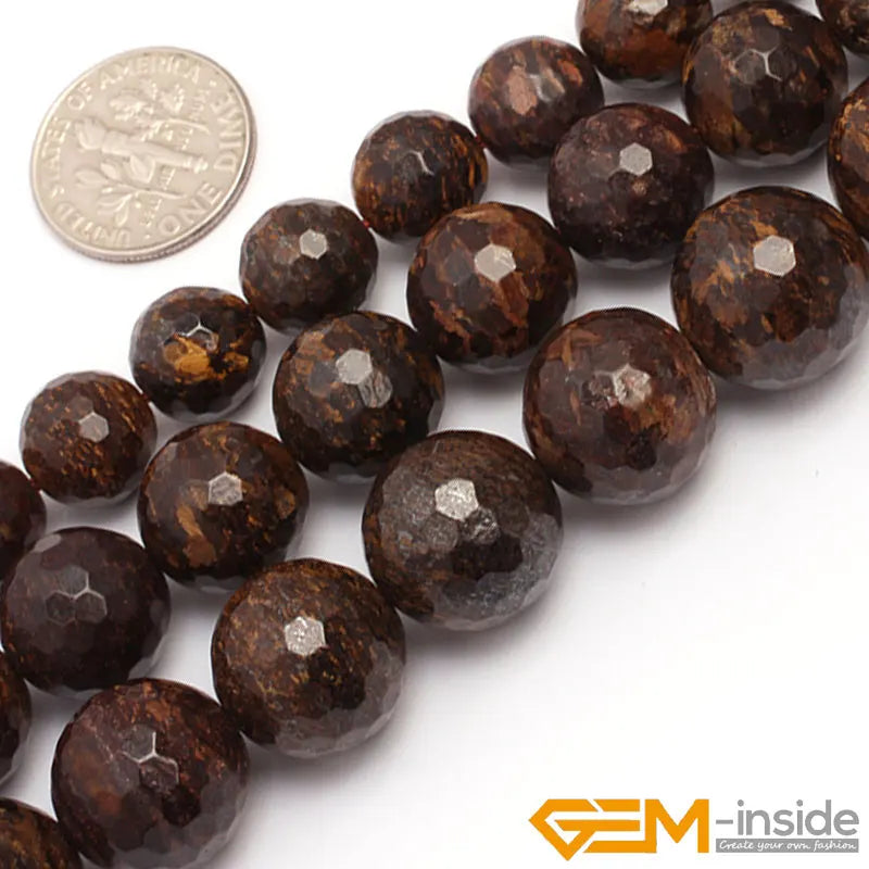 Bronzite Jaspers Faceted Round Bead 15 Inch Strand 8mm