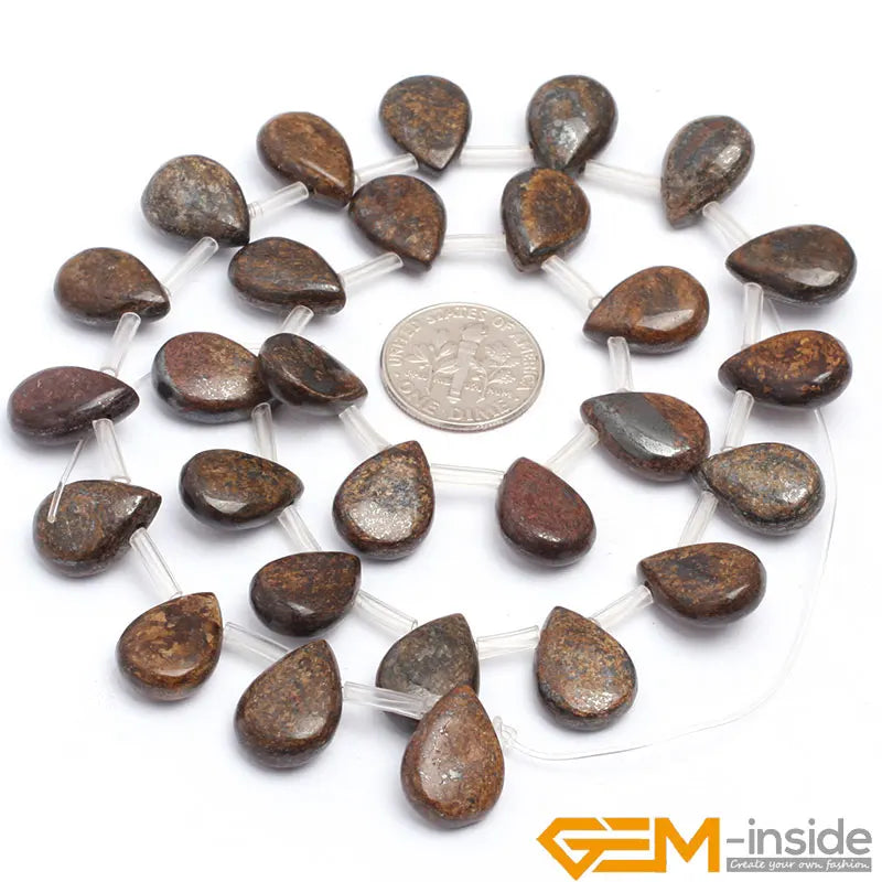 Bronzite Jaspers Teardrop Top-Drilled Bead 15 Inch