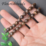 Natural Stone Bronzite 8mm Round Beads Bracelet Brown Jewelry 5pcs