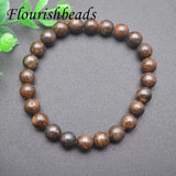Natural Stone Bronzite 8mm Round Beads Bracelet Brown Jewelry 5pcs