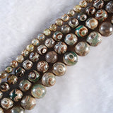 Green Tibetan Dzi Beads Spacer 8/10/12MM Round Loose Beads