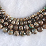Green Tibetan Dzi Beads Spacer 8/10/12MM Round Loose Beads