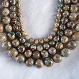 Green Tibetan Dzi Beads Spacer 8/10/12MM Round Loose Beads