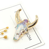 Natural Stone Bull Head Pendant OX Horn Crystal Charm for Jewelry Making