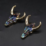 Natural Stone Bull Head Pendant OX Horn Crystal Charm for Jewelry Making