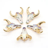 Natural Stone Bull Head Pendant OX Horn Crystal Charm for Jewelry Making