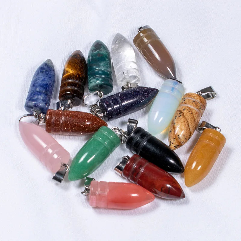 Natural Stone Bullet Shape Charms Pendants For Jewelry Making