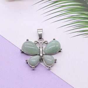 Butterfly Shape Pendant Aventurine Howlite Opal Pink Crystal Pendulum