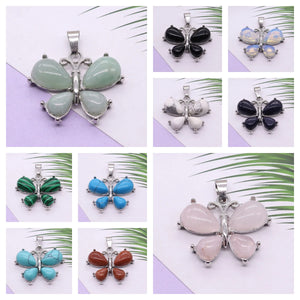 Butterfly Shape Pendant Aventurine Howlite Opal Pink Crystal Pendulum