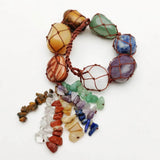 Natural Stone Car Pendant 7 Chakra Chips Merkaba Weaving Home Decor