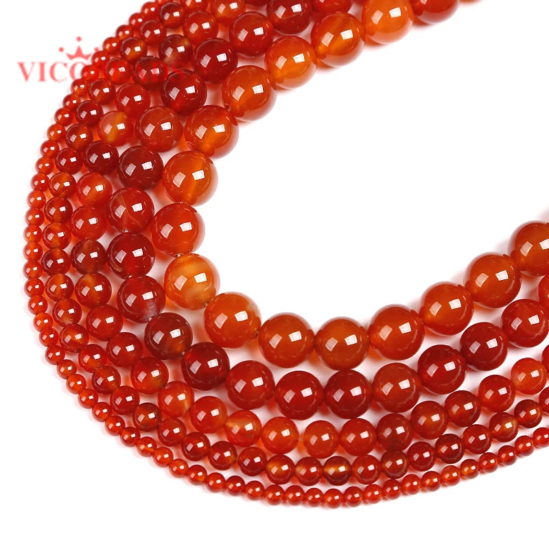 Natural Stone Carnelian Round Beads Red Agat 4 6 8 10 12MM for Jewelry Making