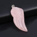 Natural Stone Angel Wing Pendant Crystal Healing Charms DIY Necklace
