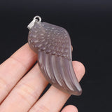 Natural Stone Angel Wing Pendant Crystal Healing Charms DIY Necklace