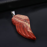 Natural Stone Angel Wing Pendant Crystal Healing Charms DIY Necklace