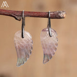 Natural Stone Angel Wing Dangle Earrings Unique Drop Jewelry Gift