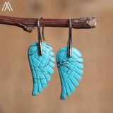 Natural Stone Angel Wing Dangle Earrings Unique Drop Jewelry Gift