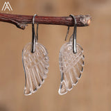 Natural Stone Angel Wing Dangle Earrings Unique Drop Jewelry Gift