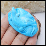 Natural Stone Carved Animal lizard Howlite Pendant Bead 50x34x10mm