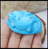 Natural Stone Carved Animal lizard Howlite Pendant Bead 50x34x10mm