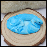 Natural Stone Carved Animal lizard Howlite Pendant Bead 50x34x10mm