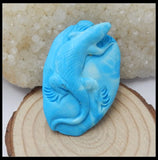 Natural Stone Carved Animal lizard Howlite Pendant Bead 50x34x10mm