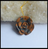Natural Stone Carved Flower Turquoise Pendant Bead 28*27*8mm Brown Jewelry