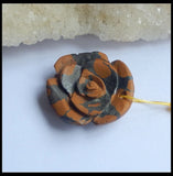 Natural Stone Carved Flower Turquoise Pendant Bead 28*27*8mm Brown Jewelry