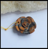 Natural Stone Carved Flower Turquoise Pendant Bead 28*27*8mm Brown Jewelry