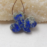 Natural Stone Carved Flowers Lapis Lazuli Pendant Bead 30x37x7mm 15.15g