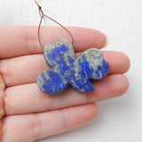 Natural Stone Carved Flowers Lapis Lazuli Pendant Bead 30x37x7mm 15.15g
