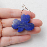 Natural Stone Carved Flowers Lapis Lazuli Pendant Bead 30x37x7mm 15.15g