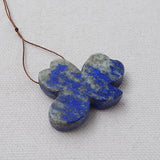 Natural Stone Carved Flowers Lapis Lazuli Pendant Bead 30x37x7mm 15.15g