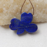 Natural Stone Carved Flowers Lapis Lazuli Pendant Bead 30x37x7mm 15.15g