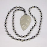 Natural Stone Carved Pendant Agates Pendant Jades Leaf Necklace Pendant