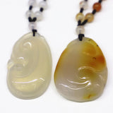 Natural Stone Carved Pendant Agates Pendant Jades Leaf Necklace Pendant
