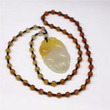 Natural Stone Carved Pendant Agates Pendant Jades Leaf Necklace Pendant