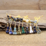 Stone Carved Phallus Pendant Chain,Wire Wrapped Crystal Mini Penis Necklace