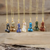 Stone Carved Phallus Pendant Chain,Wire Wrapped Crystal Mini Penis Necklace