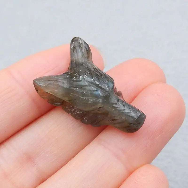 Labradorite Wolf Head Necklace Pendant 27x16x11mm