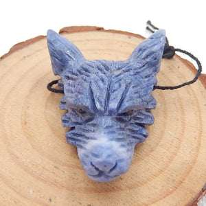 Natural Stone Carved Wolf Head Coral Pendant