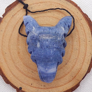 Natural Stone Carved Wolf Head Coral Pendant