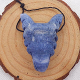 Natural Stone Carved Wolf Head Coral Pendant