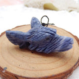 Natural Stone Carved Wolf Head Coral Pendant