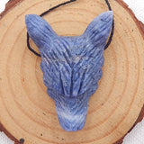 Natural Stone Carved Wolf Head Coral Pendant