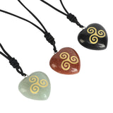 Natural Stone Carving Triple Spiral Reiki Symbol Pendant Necklace For Women