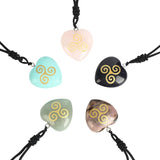 Natural Stone Carving Triple Spiral Reiki Symbol Pendant Necklace For Women
